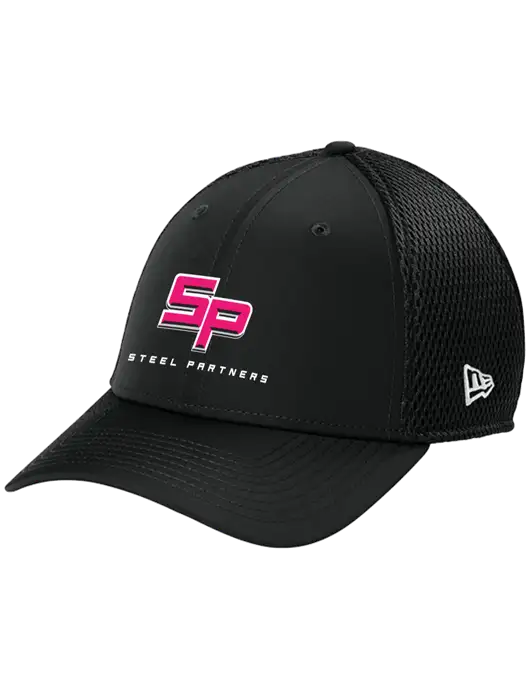 New Era 39THIRTY Performance Stretch Black Mesh Cap w/Steel Partners Logo