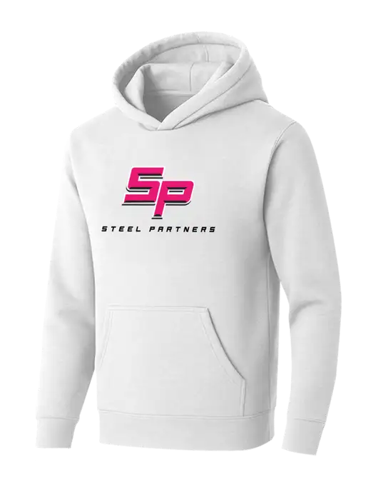 BELLA+CANVAS White Sponge Fleece Pullover Hoodie w/Steel Partners Logo
