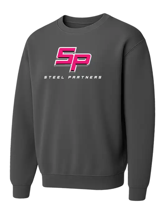 Comfort Colors Garment-Dyed Lightweight Dark Grey Fleece Crewneck Sweatshirt w/Steel Partners Logo