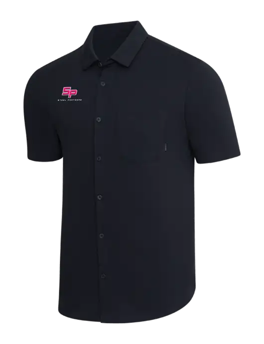 OGIO Black Extend Short Sleeve Button Up Shirt w/Steel Partners Logo