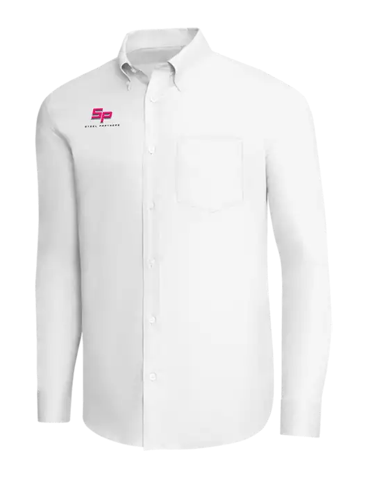 Brooks Brothers White Wrinkle-Free Stretch Pinpoint Shirt w/Steel Partners Logo