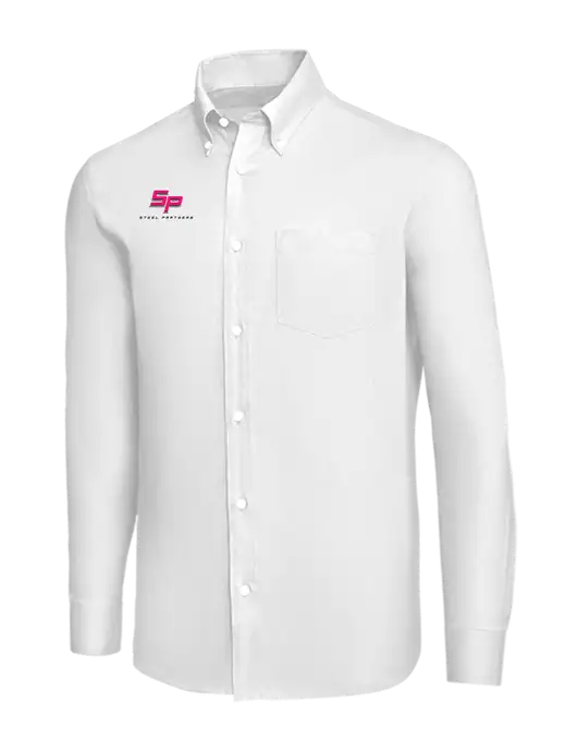 Brooks Brothers White Wrinkle-Free Stretch Nailhead Shirt w/Steel Partners Logo