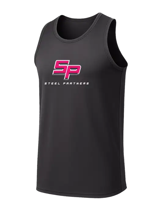 Dark Grey PosiCharge Competitor Racerback Tank w/Steel Partners Logo