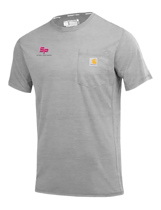 Carhartt Force Light Grey Heather Short Sleeve Pocket T-Shirt w/Steel Partners Logo