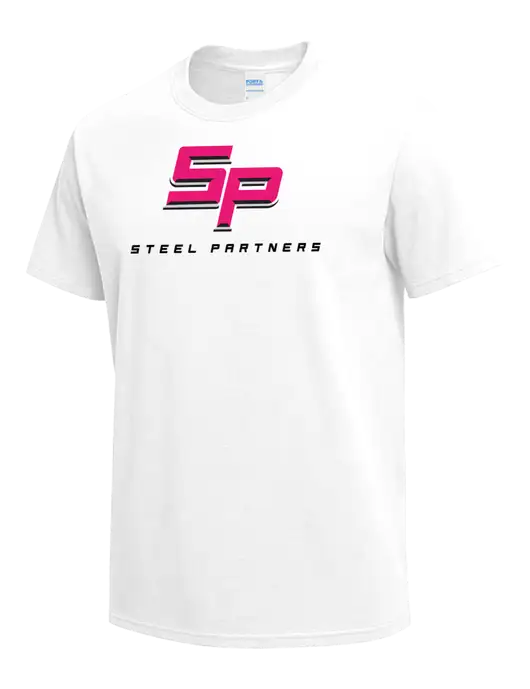 White Heavyweight 6.1 oz T-Shirt w/Steel Partners Logo