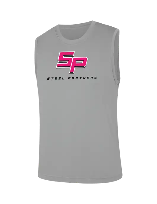 Sleeveless Light Grey PosiCharge Competitor Tee w/Steel Partners Logo