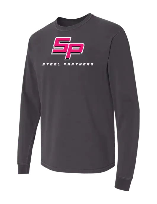 Comfort Colors Garment-Dyed Dark Grey Heavyweight Long Sleeve T-Shirt w/Steel Partners Logo