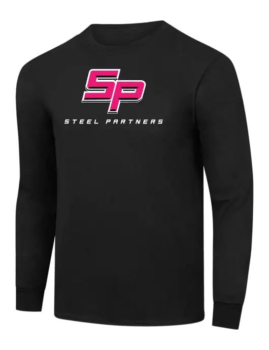 Long Sleeve Core Cotton Black T-Shirt w/Steel Partners Logo