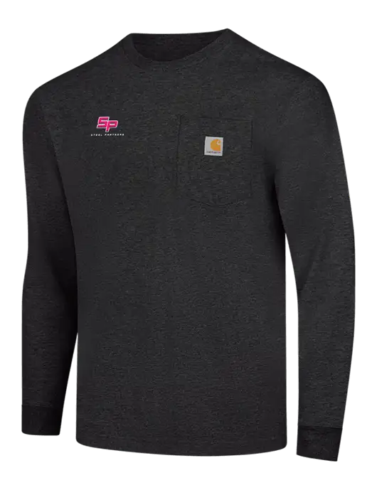 Carhartt Dark Grey Heather Workwear Pocket Long Sleeve T-Shirt w/Steel Partners Logo