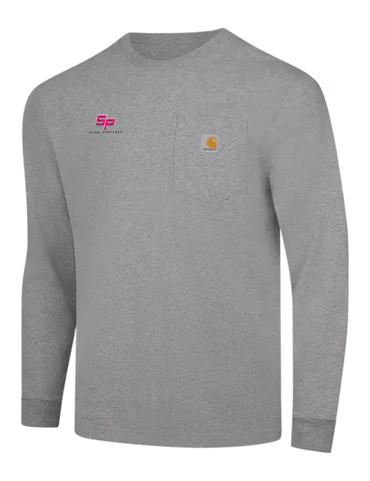 Carhartt Light Grey Heather Workwear Pocket Long Sleeve T-Shirt w/Steel Partners Logo
