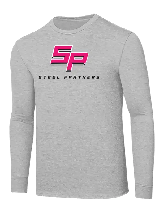 Core Blend Light Grey Heather Long Sleeve Tee w/Steel Partners Logo