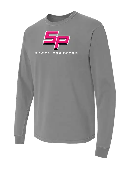 Comfort Colors Garment-Dyed Medium Grey Heavyweight Long Sleeve T-Shirt w/Steel Partners Logo