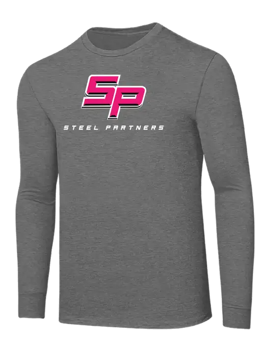 Core Blend Medium Grey Heather Long Sleeve Tee w/Steel Partners Logo