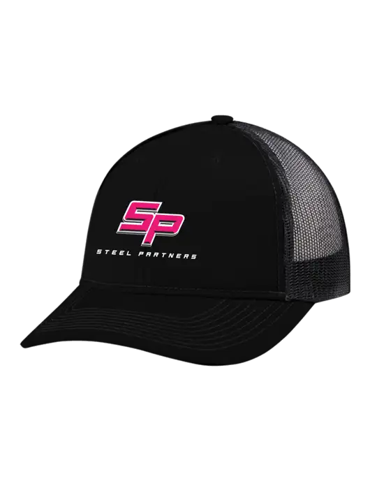 Snapback Ponytail Trucker Cap Black w/Black Mesh w/Steel Partners Logo