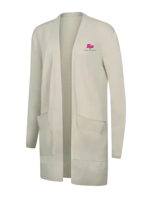 Mercer+Mettle Womens Ivory Open Front Cardigan Sweater w/Steel Partners Logo