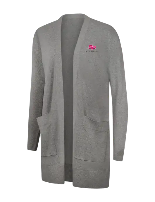 Mercer+Mettle Womens Light Grey Heather Open Front Cardigan Sweater w/Steel Partners Logo