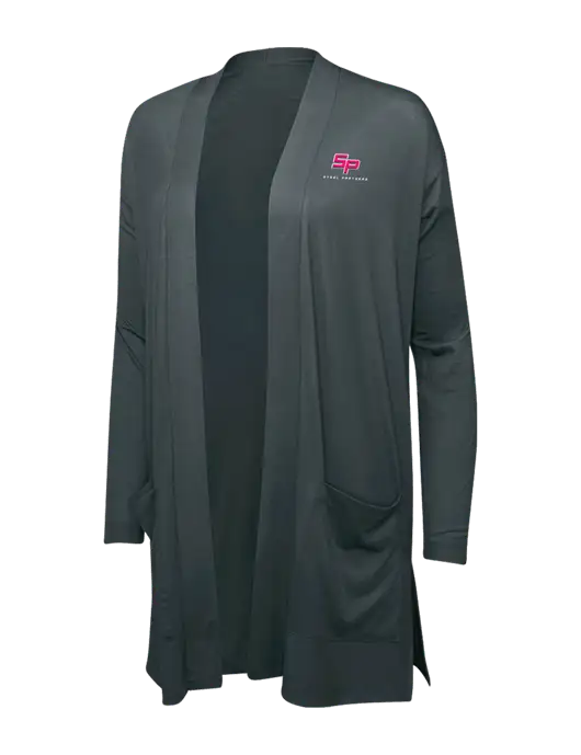 Smoke Grey Womens Concept Long Pocket Cardigan w/Steel Partners Logo