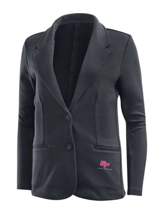Charcoal Grey Womens Knit Blazer w/Steel Partners Logo