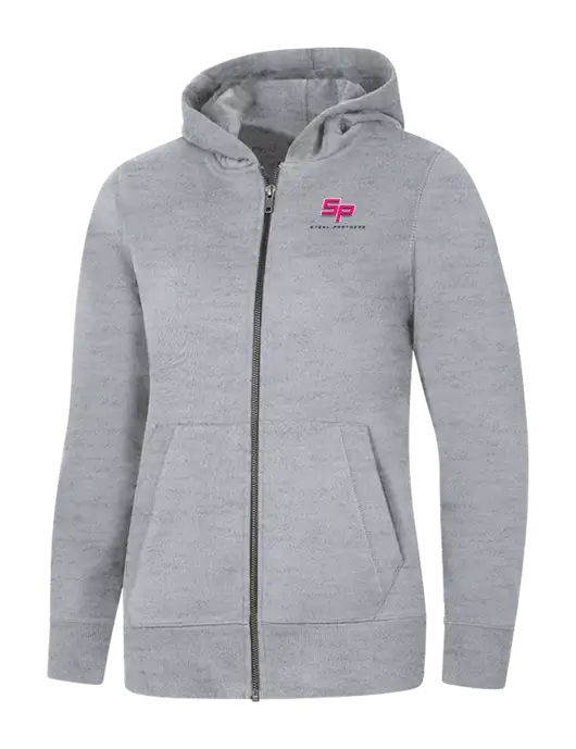 Womens Light Grey Heather Re-Fleece Full-Zip Hoodie w/Steel Partners Logo