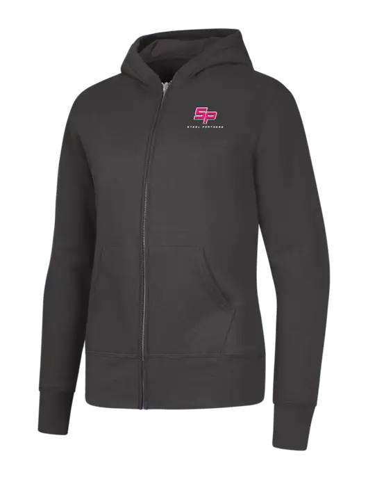 Charcoal Womens Core Fleece Full-Zip Hooded Sweatshirt w/Steel Partners Logo