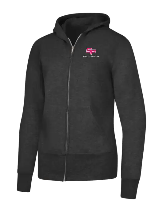 Dark Heather Grey Womens Core Fleece Full-Zip Hooded Sweatshirt w/Steel Partners Logo