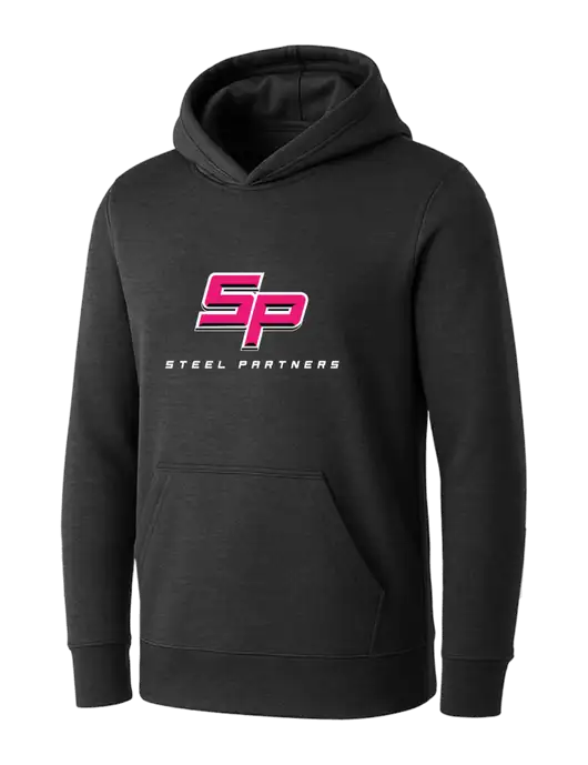 Womens Dark Grey Heather Core Fleece Pullover Hooded Sweatshirt w/Steel Partners Logo