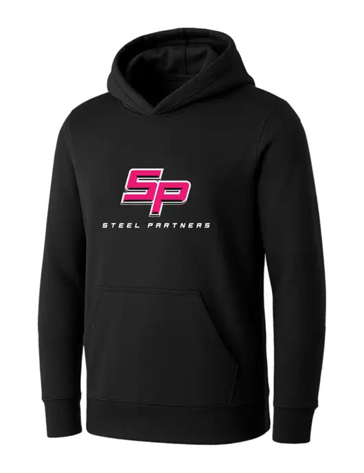 Womens Black Core Fleece Pullover Hooded Sweatshirt w/Steel Partners Logo