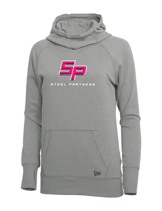 New Era Shadow Grey Heather Womens Tri-Blend Fleece Pullover Hoodie w/Steel Partners Logo