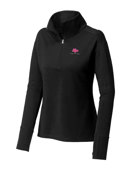 Womens Sport-Wick Flex Fleece Black 1/4-Zip w/Steel Partners Logo