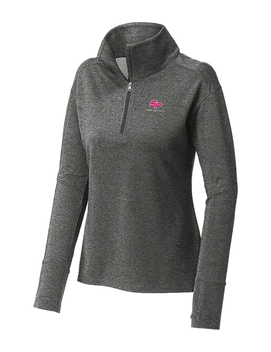 Womens Sport-Wick Flex Fleece Dark Grey Heather 1/4-Zip w/Steel Partners Logo