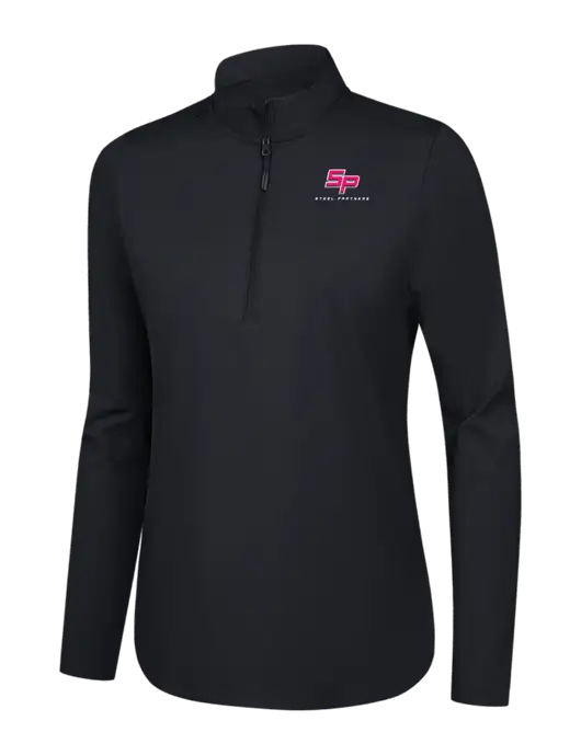  Womens Black C-FREE Double Knit 1/4-Zip w/Steel Partners Logo