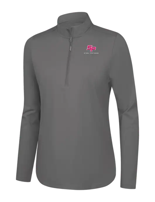  Womens Dark Medium Grey C-FREE Double Knit 1/4-Zip w/Steel Partners Logo