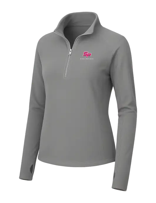 Womens Medium Grey Microfleece 1/2 Zip Pullover w/Steel Partners Logo