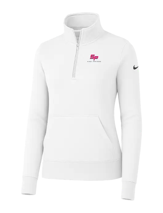 Nike Womens White Club Fleece Sleeve Swoosh 1/2-Zip w/Steel Partners Logo