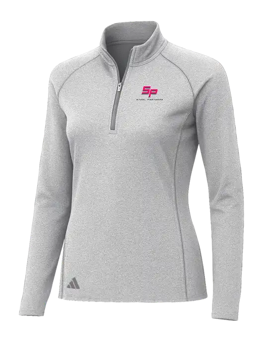 Adidas Womens Light Grey Heather Space Dyed Quarter-Zip Pullover  w/Steel Partners Logo