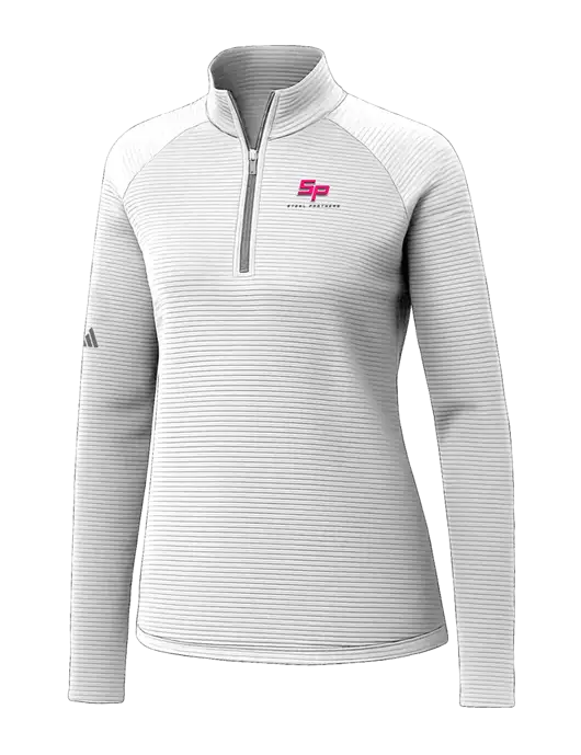 Adidas Womens White Spacer Quarter-Zip Pullover  w/Steel Partners Logo