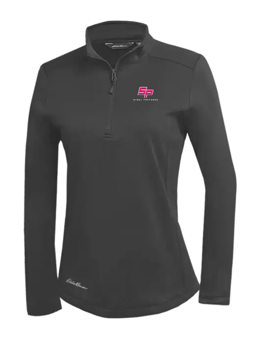 Eddie Bauer Womens Dark Grey Smooth Mid Layer Fleece 1/2-Zip w/Steel Partners Logo