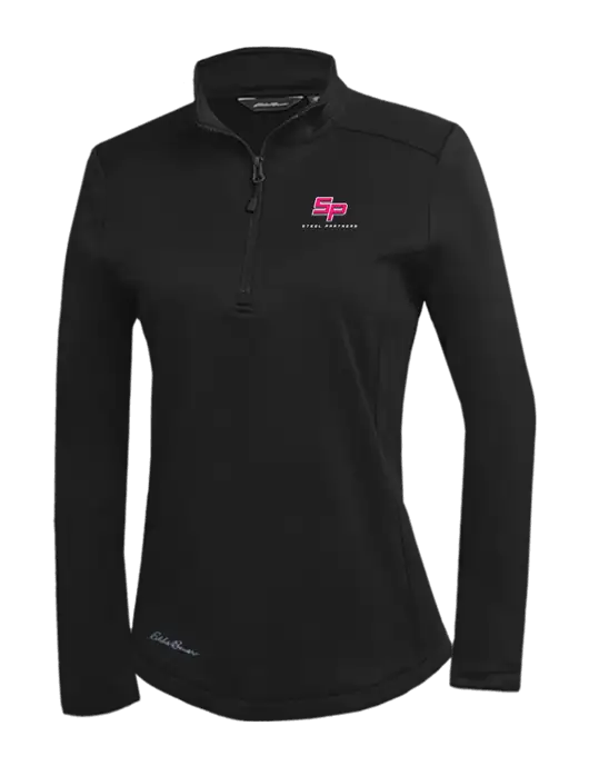 Eddie Bauer Womens Black Smooth Mid Layer Fleece 1/2-Zip w/Steel Partners Logo