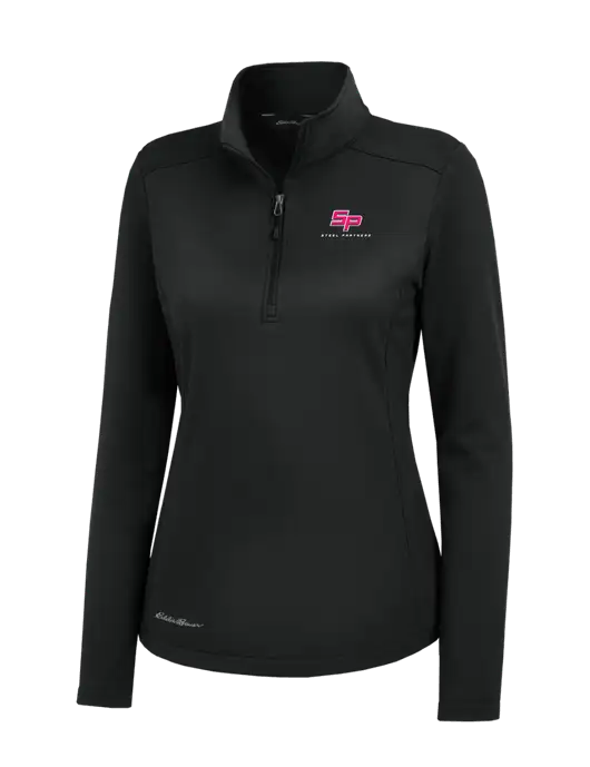 Eddie Bauer Womens Black Smooth Mid Layer Fleece 1/2-Zip w/Steel Partners Logo