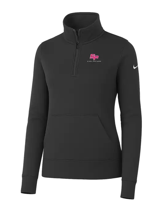 Nike Womens Dark Grey Club Fleece Sleeve Swoosh 1/2-Zip w/Steel Partners Logo