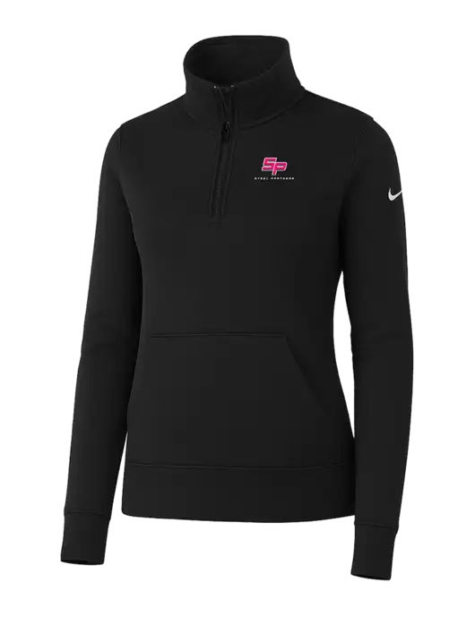 Nike Womens Black Club Fleece Sleeve Swoosh 1/2-Zip w/Steel Partners Logo