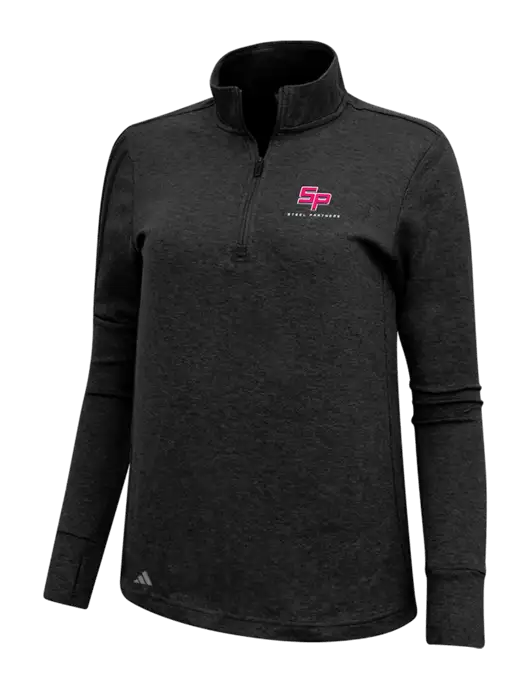 Adidas Black Melange Womens 3 Stripes Quarter Zip Sweater w/Steel Partners Logo
