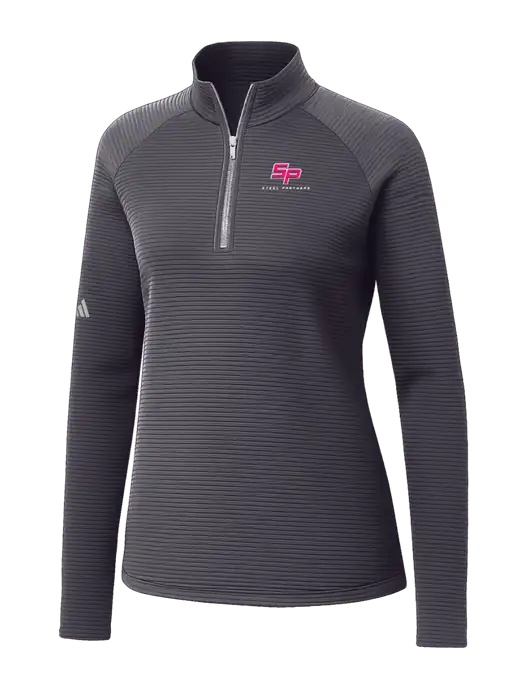 Adidas Womens Medium Grey Spacer Quarter-Zip Pullover  w/Steel Partners Logo