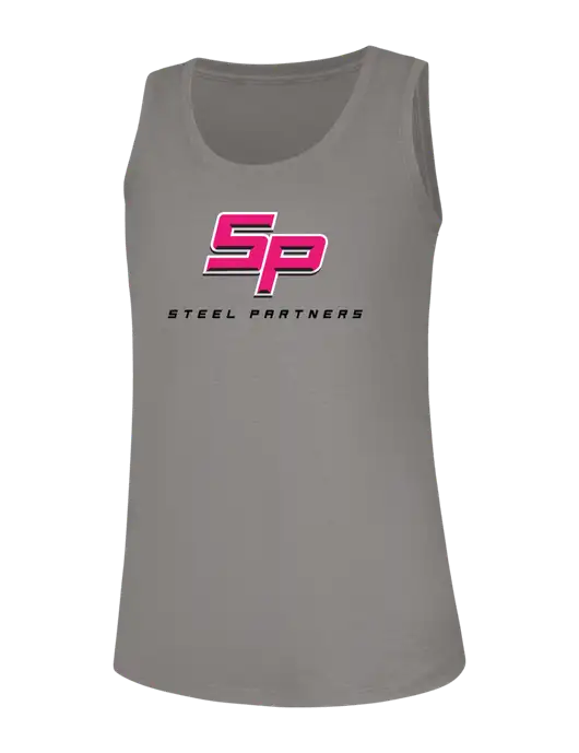 Womens Light Grey Frost Perfect Tri Racerback Tank w/Steel Partners Logo
