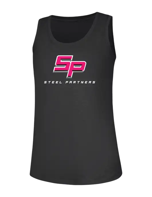 Womens Black Frost Perfect Tri Racerback Tank w/Steel Partners Logo