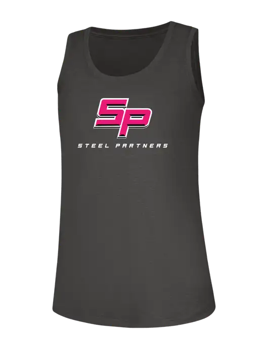Womens Dark Grey Heather Perfect Tri Racerback Tank w/Steel Partners Logo