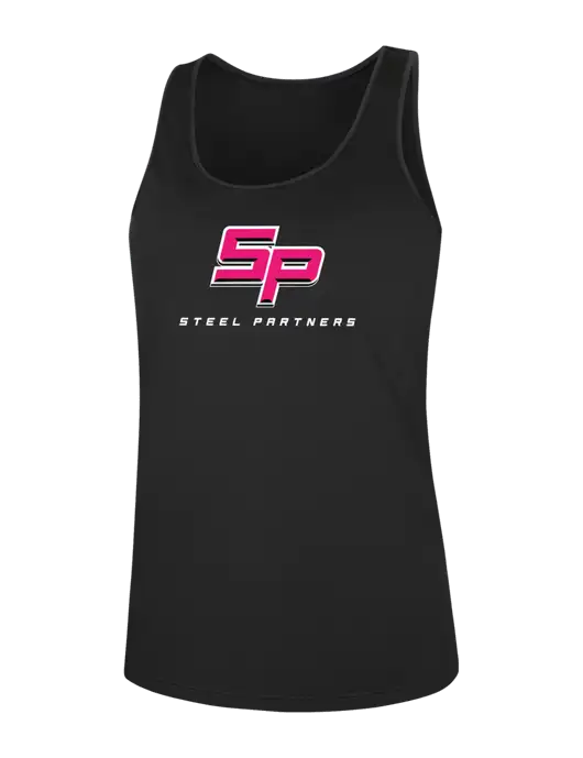 Womens Black PosiCharge Competitor Racerback Tank w/Steel Partners Logo