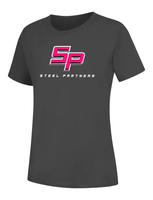 Womens Charcoal Core Blend Tee w/Steel Partners Logo
