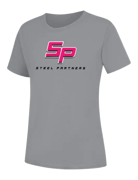 Womens Light Grey Heather Core Blend Tee w/Steel Partners Logo