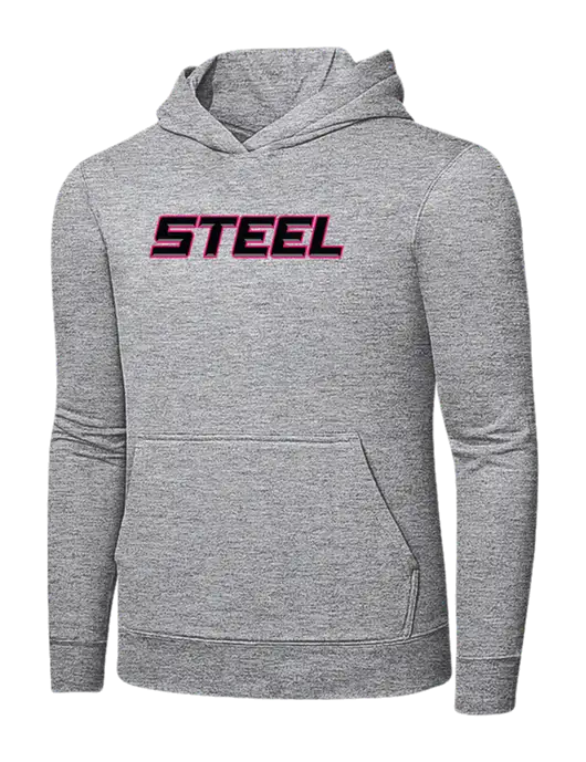 Light Grey Heather 7.8 oz Ring Spun Hooded Sweatshirt w/Steel Wordmark Logo